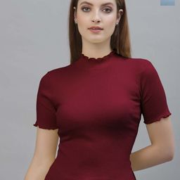 Friskers Pack Of 2 Short Sleeves High Neck Cotton Tops-image-62