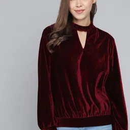 VAARARO Keyhole Neck Cuffed Sleeves Blouson Top-picture-33