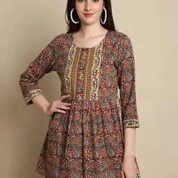 Roly Poly Ethnic Motifs Printed Cotton A-Line Top-18