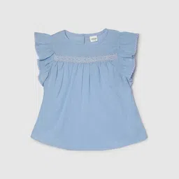 max Girls Cotton Round Neck Flutter Sleeve Casual A-Line Top-picture-41