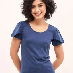 SALT ATTIRE Flutter Sleeve Round Neck Cotton Top-image-58