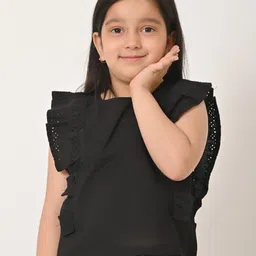BAESD Girls Round Neck Flutter Sleeve Cotton Regular Top-picture-5
