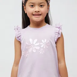 One Friday Girls Floral Printed Flutter Sleeve Cotton Top-image-51