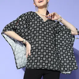 KALINI Ethnic Motif Printed Kimono Sleeve Kaftan Top-picture-12