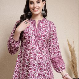 Stylum Print Mandarin Collar Pure Cotton Top-picture-34