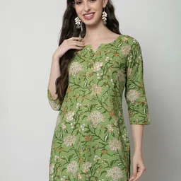 KALINI Floral Printed Straight Pure Cotton Kurti-47