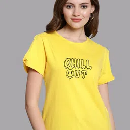 FBAR Typography Printed Slit Sleeves Knitted Pure Cotton High-Low Top-picture-30