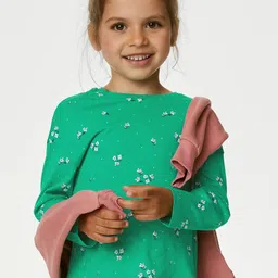 Marks & Spencer Girls Floral Print Pure Cotton Top-picture-11