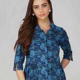 BAESD Wiomen Floral Printed Mandarin Collar Cotton Top-image-25