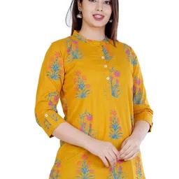 BAESD Floral Printed Mandarin Collar Cotton Top-image-13