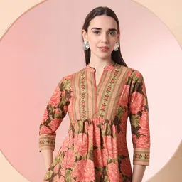 Yufta Women Floral Printed Cotton Peplum Top-image-21