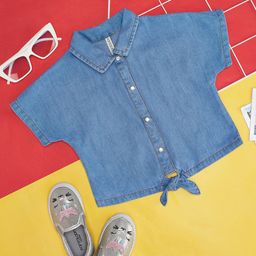 Pantaloons Junior Girls Shirt Collar Extended Sleeves Cotton Shirt Style Top-picture-45