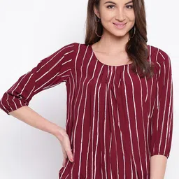 Mayra Vertical  Striped Crepe Blouson Top-27