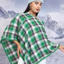 Tokyo Talkies Checked V-Neck Bell Sleeves Cotton Flannel Checked Top-image-77