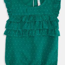 Pantaloons Junior Green Pure Silk Georgette Blouson Top-image-79