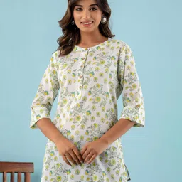 Kohsh Floral Printed Pure Cotton Kurti-image-14