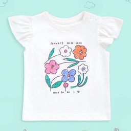 mothercare  Infant Girls Off White & Green Floral Printed Cotton Top-image-82