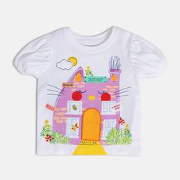 MINI KLUB Girls Printed Puff Sleeve Cotton Top-image-31