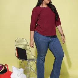9shines Label Plus Size Self Design Regular Top image 3
