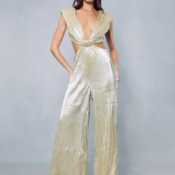 MISSPAP Accordion Pleated Twisted Shimmery Basic Jumpsuit-image-4