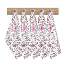 Texstylers White & Pink 5 Pieces Floral Printed Pure Cotton Kitchen Towels-picture-26