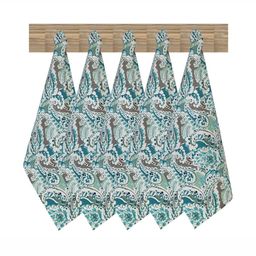 Texstylers Blue & Grey 5 Pcs  Floral Printed Pure Cotton Kitchen Towels-24