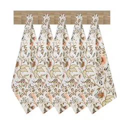 Texstylers Orange & Beige  5 Pcs Floral Printed Pure Cotton Kitchen Towels-2