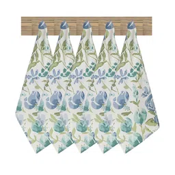 Texstylers Green & Blue  5 Pcs Floral Printed Pure Cotton Kitchen Towels-26