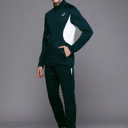 ASICS Men Teal Blue And White Colourblocked Basic Tracksuit-image-21