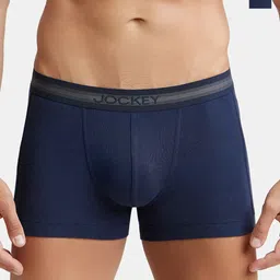 Jockey Men Pack of 2 Navy Blue Solid Super Combed Cotton Trunk-image-78