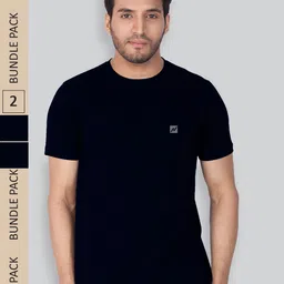 LUX NITRO Pack Of 2 Round Neck Anti Odour Regular Fit T-Shirts-image-94