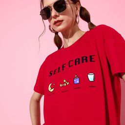 Moda Rapido Women Red Typography Joyful Conversation Tshirt-picture-49