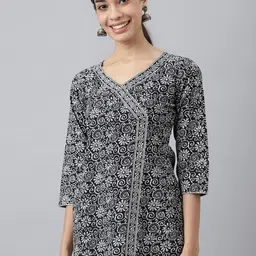 MEESAN Black & White Printed Cotton Tunic-picture-6