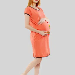 SillyBoom Printed Round Neck Cotton Maternity T-shirt Dress-picture-22