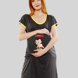 SillyBoom Printed Maternity Cotton T-Shirt Night Dress-image-84