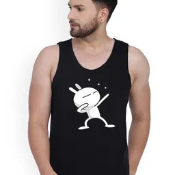 SLOWLORIS Printed Sleeveless Bio Wash Combed Cotton Innerwear Vests SL26 ZOZO BLACK-image-82