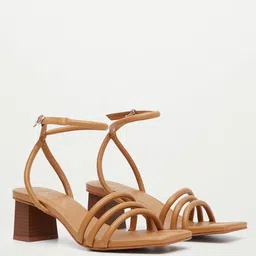 MANGO Camel Brown Solid Mid-Top Block Heels-52