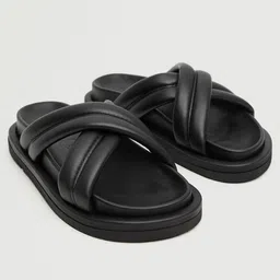 MANGO Women Black Open Toe Flats-image-4