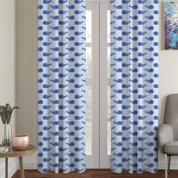 HOUZZCODE White & Blue Black Out Long Door Curtain-18
