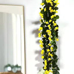 Akaar Yellow & Green Rose Bud Falling In Yellow Wall Hanging-13