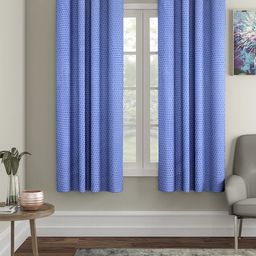 Cortina Blue Set of 2 Polka Dots Embossed Window Curtains-34