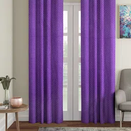 Cortina Lavender Set of 2 Polka dots Embossed Plain Polyester Door Curtains-image-64