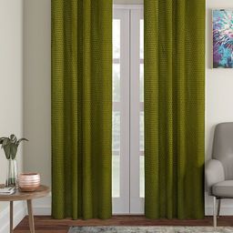 Cortina Olive Green Set of 2 Polka Dots Embossed Door Curtains-5