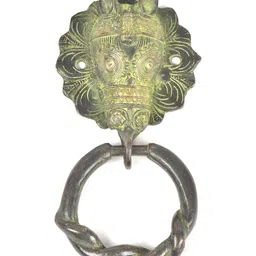 Indianshelf Beige & Green Horse Door Knocker With Patina-image-18