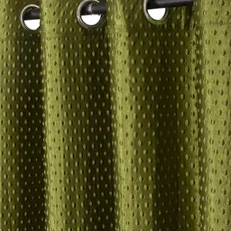 Cortina Olive Green Set of 2 Polka Dots Embossed Plain Polyester Window Curtains image 5