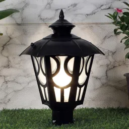 sinoman Black Exterior Circular 40 Watts Black Colour Metal & Glass Outdoor Post Light-picture-17