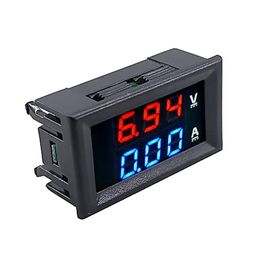 Robotbanao Dual LED 0.28” Red-Blue Display Digital Voltmeter (0-100V) and Ammeter (10A)-LED Display-Digital Voltmeter Ammeter-Voltage Current Tester image 2