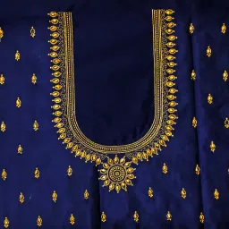 Unstitched Art Silk Blouse Material Embroidered-image-96