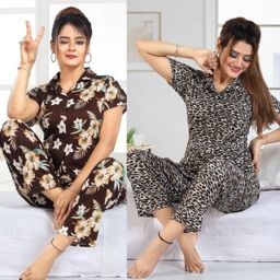 sidwa Women Night Suit Set Multicolor Printed-picture-41
