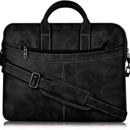Black Color Faux Leather 10L Office Laptop Bag For Men & Women LN-BG36 Waterproof Messenger Bag-image-39